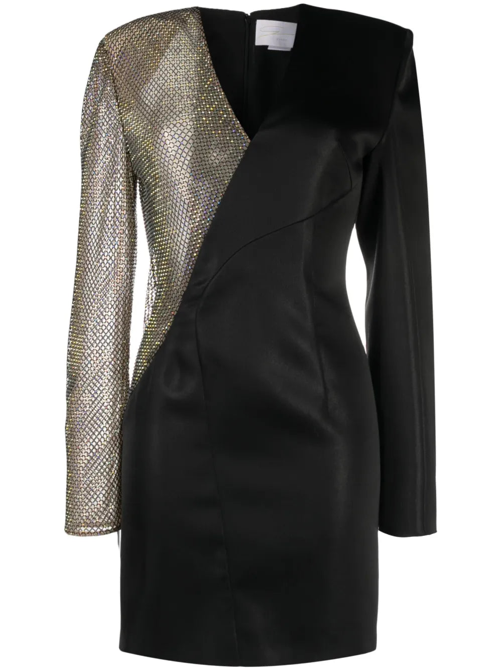 Asymmetric Rhinestone-Embellished Dress