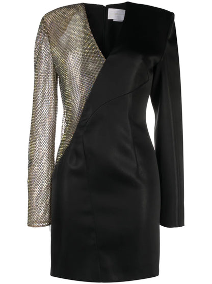 Asymmetric Rhinestone-Embellished Dress