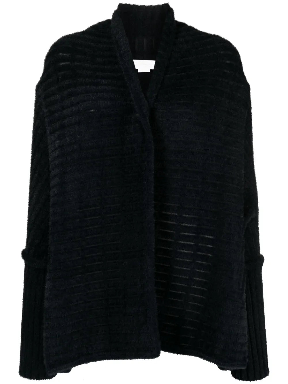 Faux-Fur Trim High-Low Cardigan