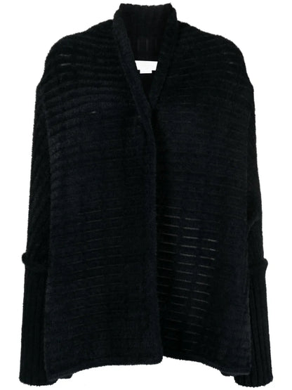 Faux-Fur Trim High-Low Cardigan