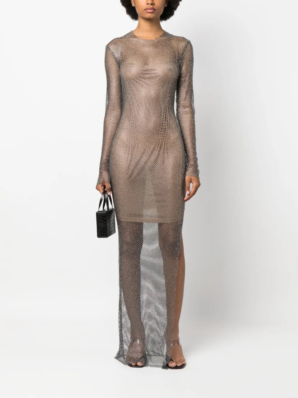 Crystal-Embellished Net Maxi Dress