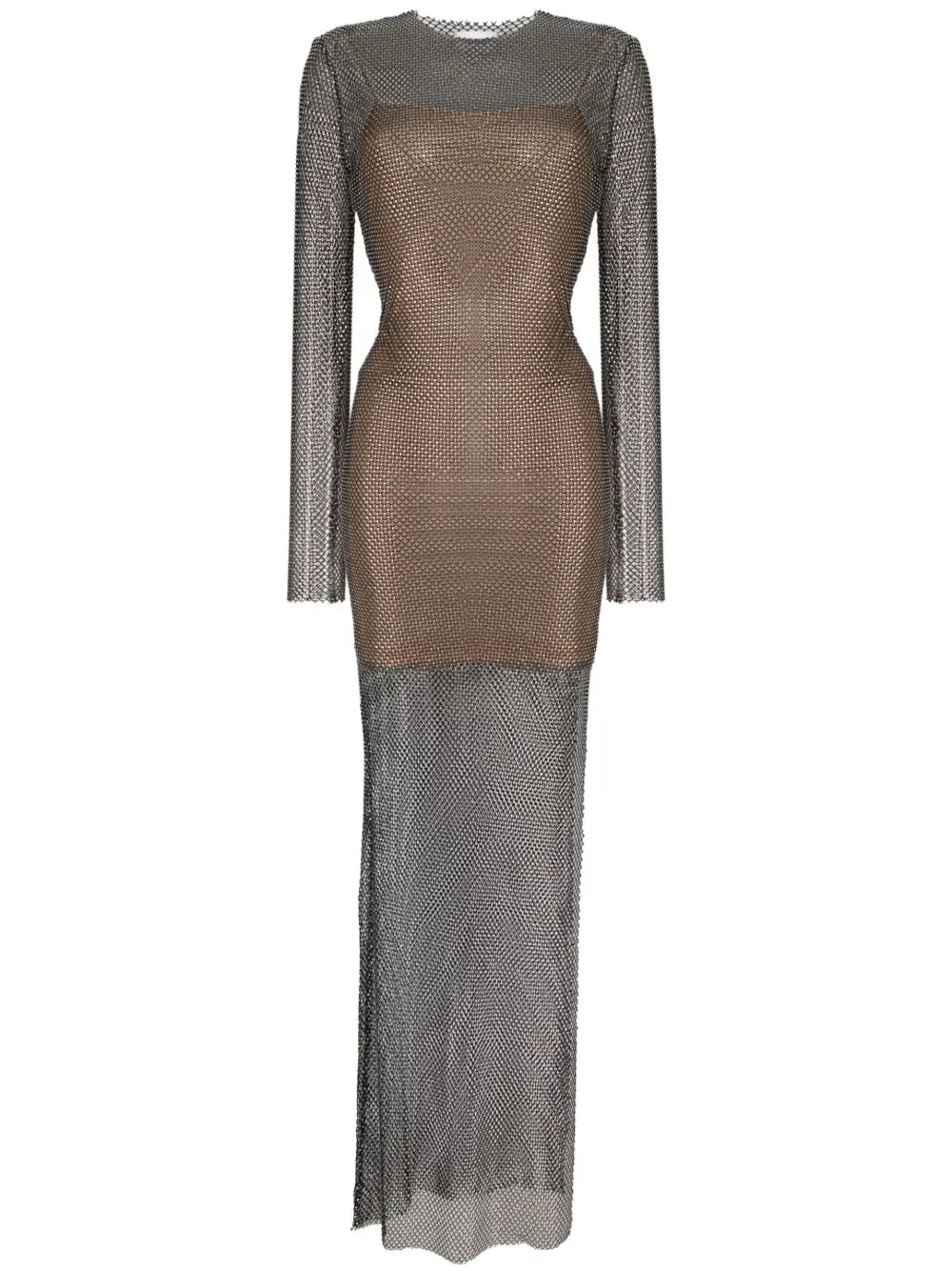Crystal-Embellished Net Maxi Dress