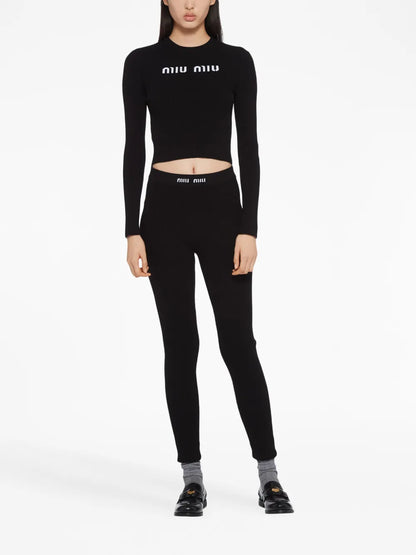 Logo-Band Ribbed Leggings