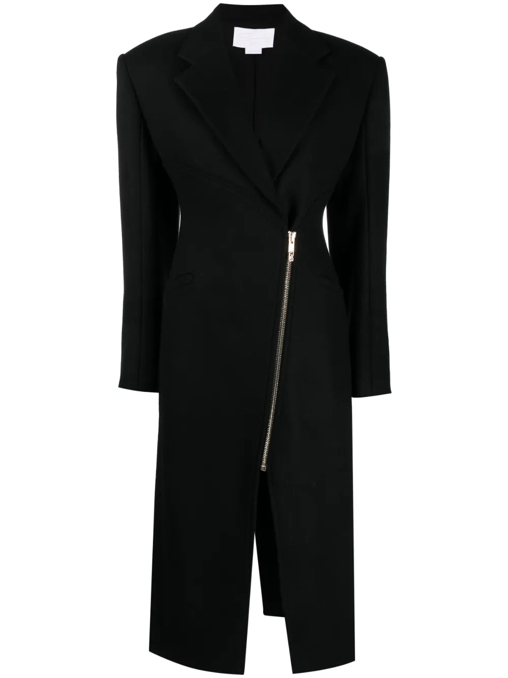 Notched-Collar Zip-Up Coat