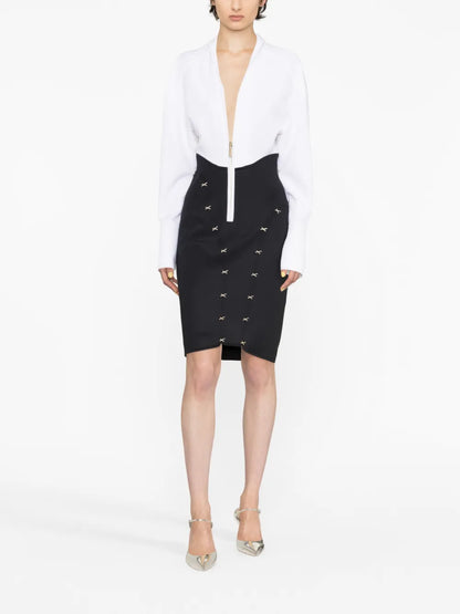 V-Neck Zip-Up Minidress