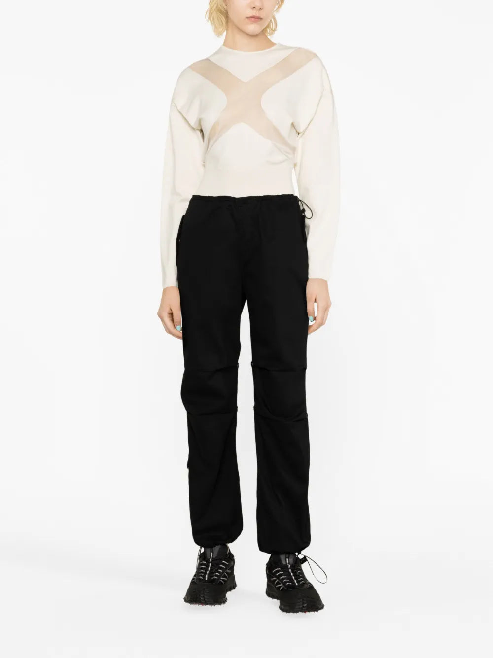 Sheer-Panelling Cotton T-Shirt