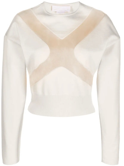 Sheer-Panelling Cotton T-Shirt
