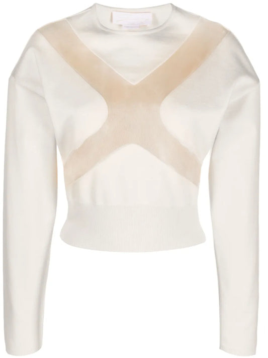 Sheer-Panelling Cotton T-Shirt