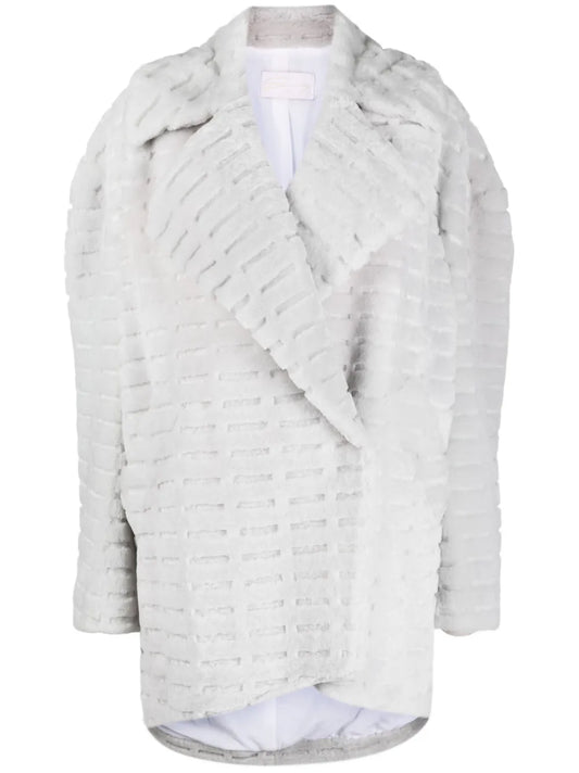 Debossed-Detail Single-Breasted Coat