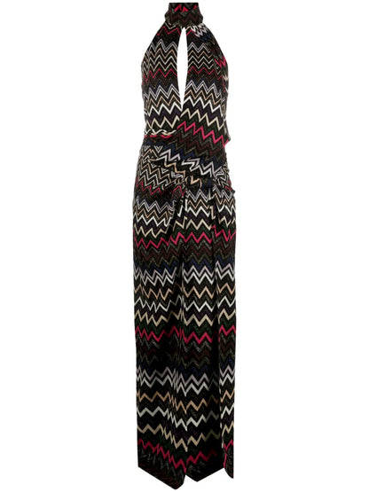 Zigzag Halterneck Maxi Dress