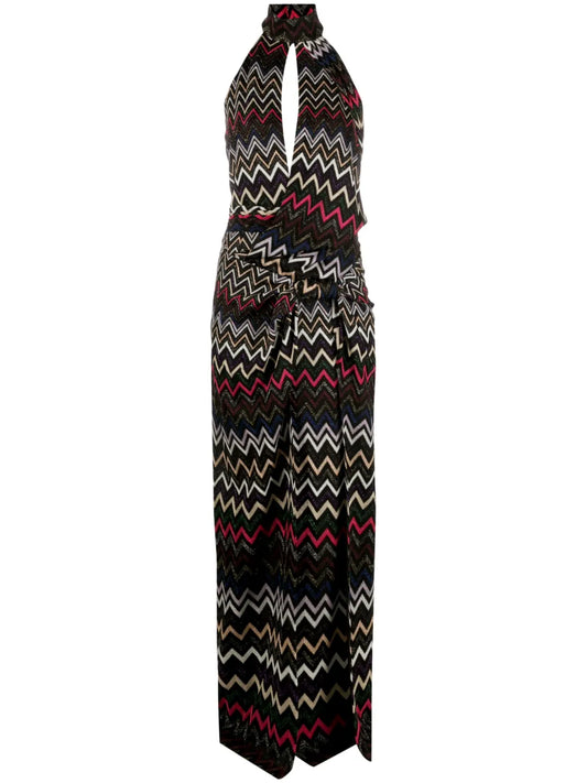 Zigzag Halterneck Maxi Dress