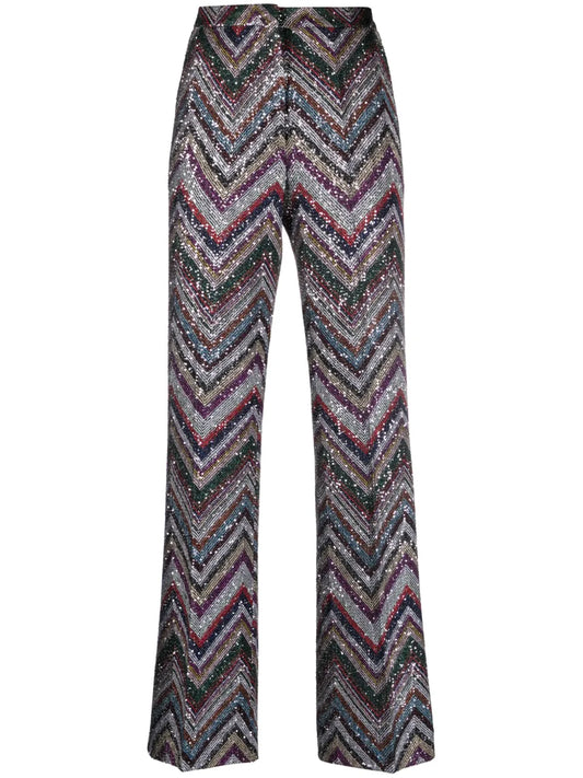 Sequin-Embellished Flared Trousers