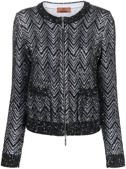 Chevron Sequin-Embellished Jacket