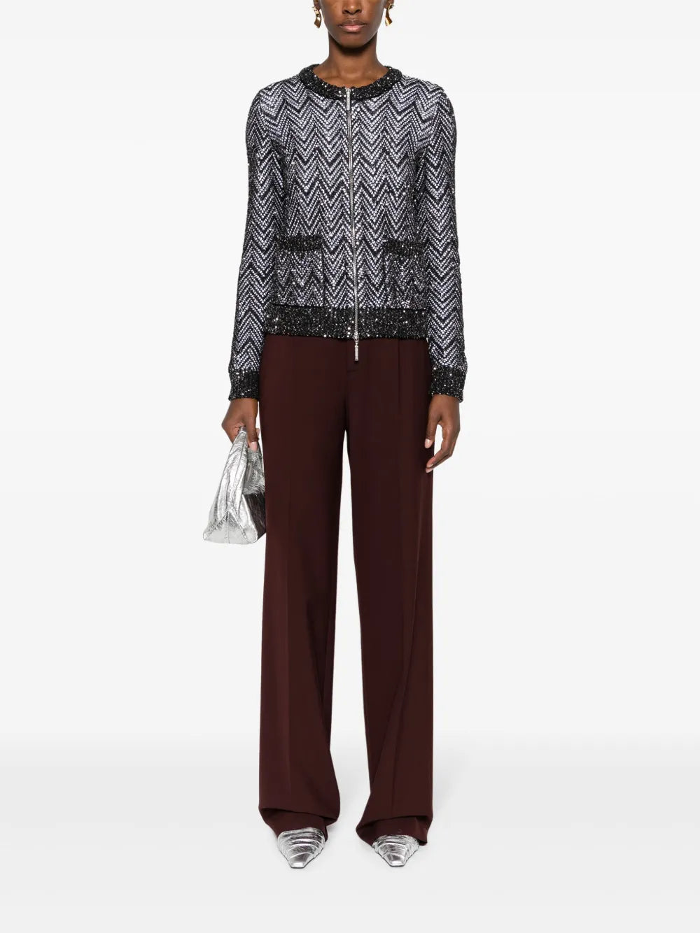 Chevron Sequin-Embellished Jacket