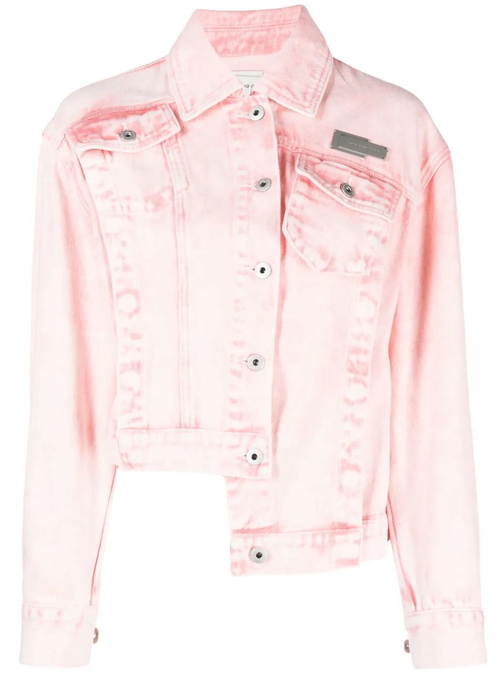 Logo-Plaque Asymmetric Denim Jacket