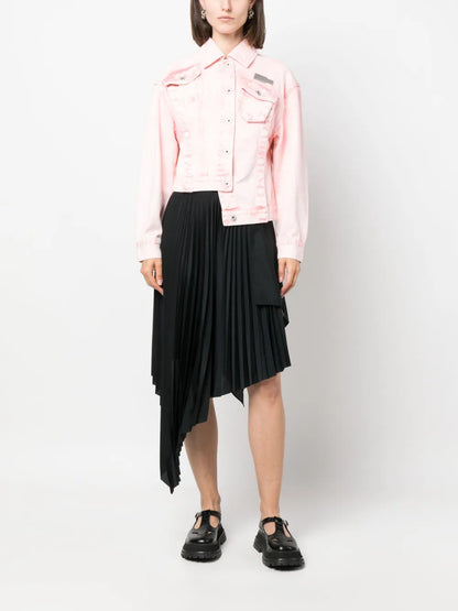 Logo-Plaque Asymmetric Denim Jacket