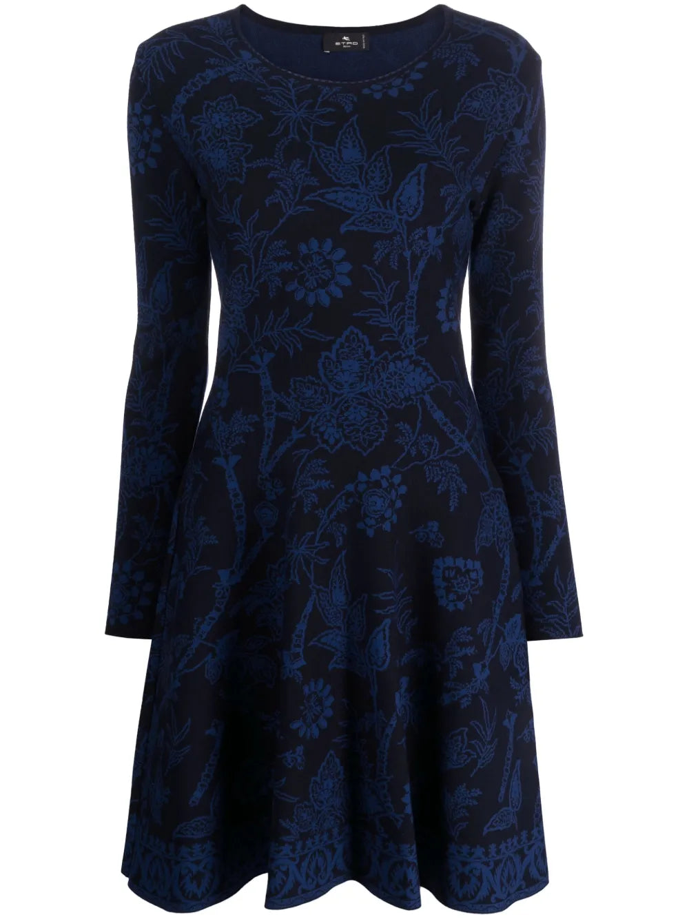 Floral-Jacquard Fluted Minidress