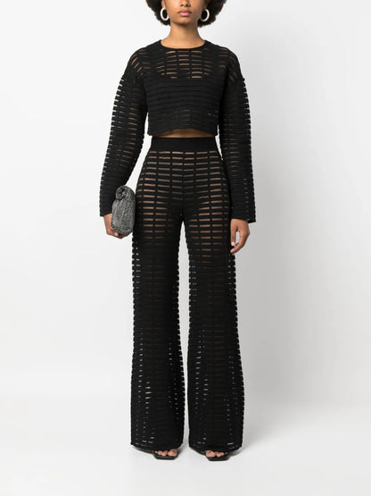 High-Waisted Sheer Trousers