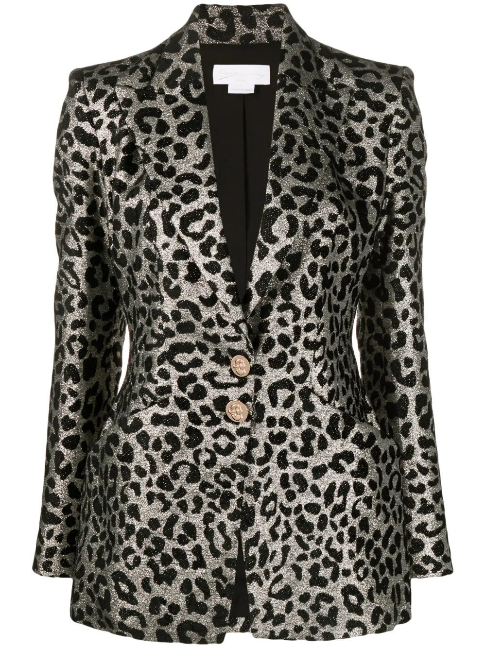 Leopard-Jacquard Single-Breasted Blazer