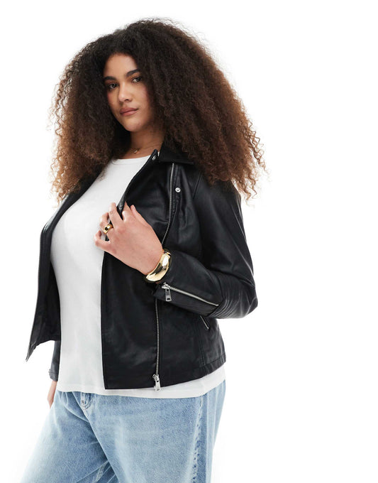 Curve Faux Leather Biker Jacket