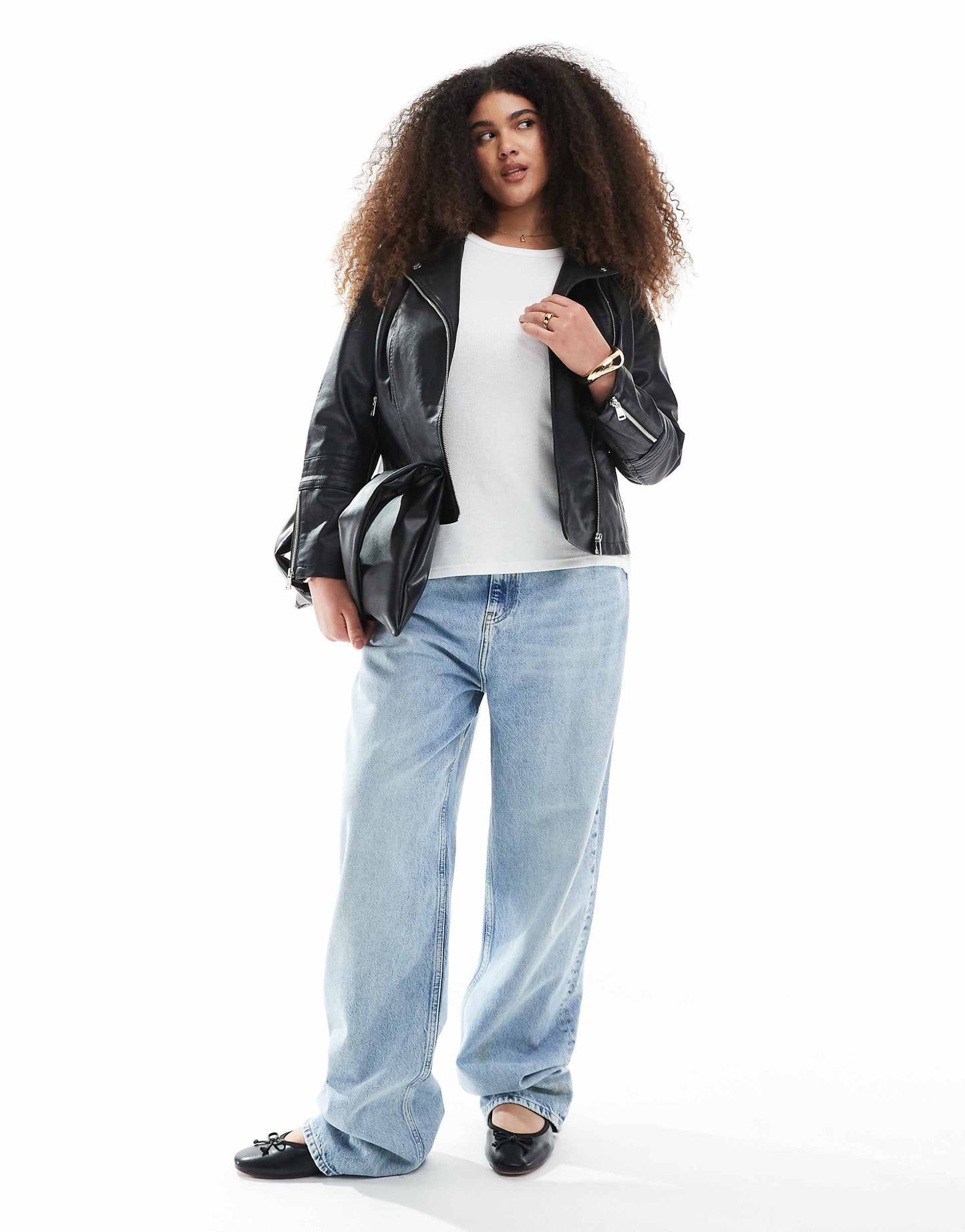 Curve Faux Leather Biker Jacket