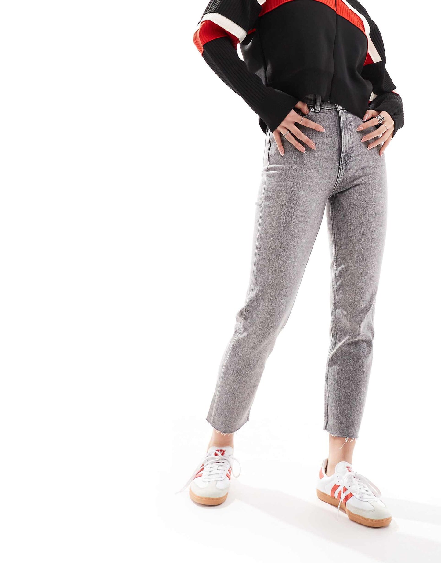 Emily High Waisted Straight Leg Jeans With Raw Hem