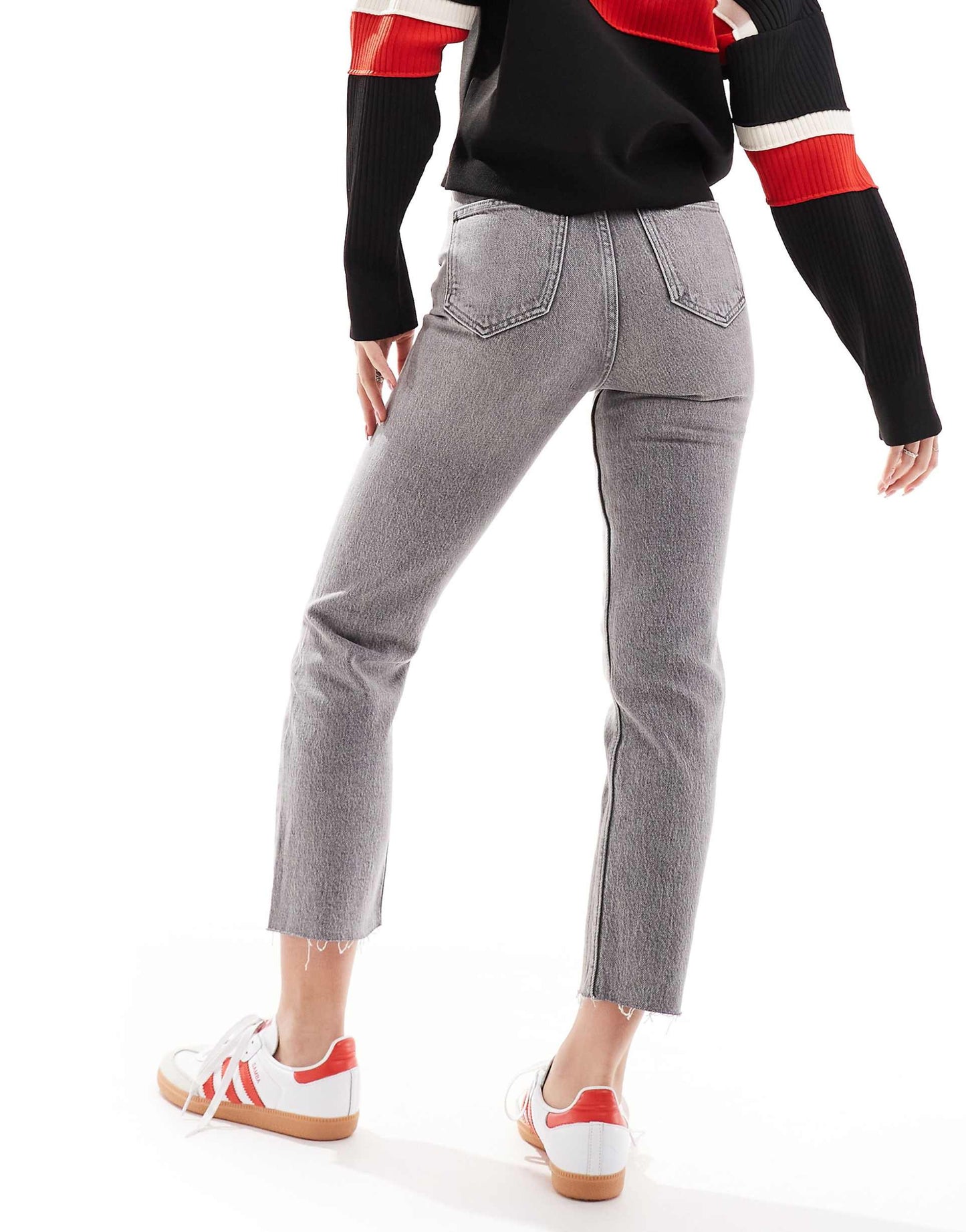Emily High Waisted Straight Leg Jeans With Raw Hem