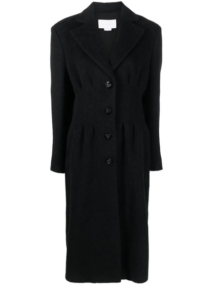 Pleat-Detail Single Breasted Coat