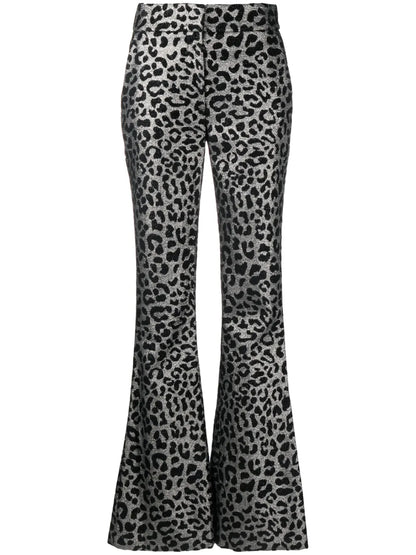 Leopard-Print Flared Trousers