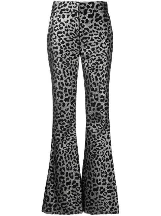 Leopard-Print Flared Trousers