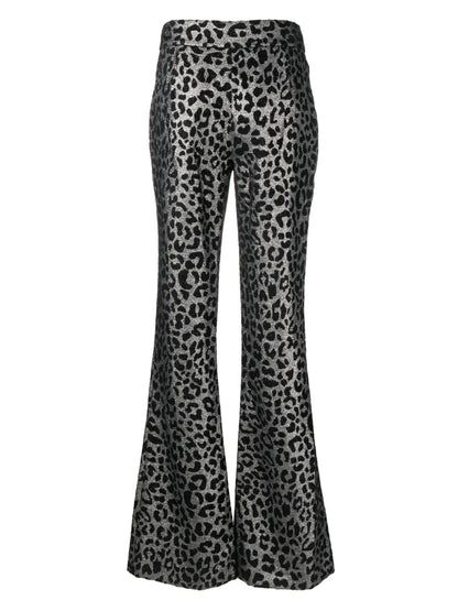 Leopard-Print Flared Trousers