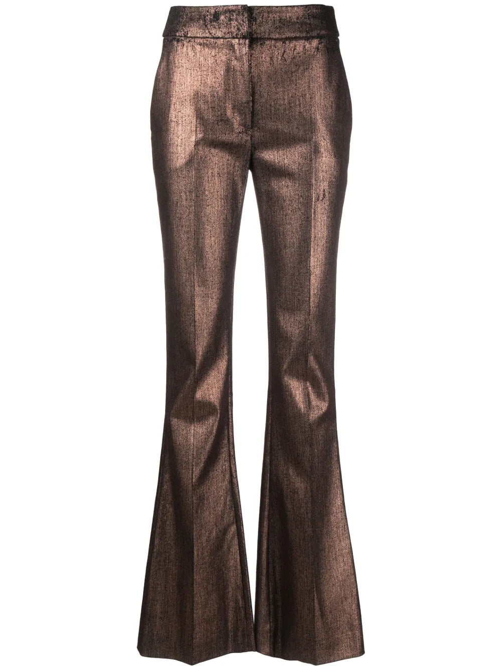 Metallic-Finish Flared Trousers