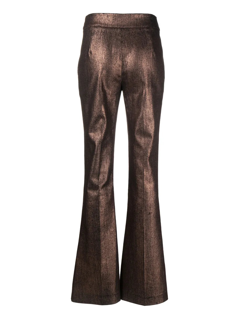 Metallic-Finish Flared Trousers