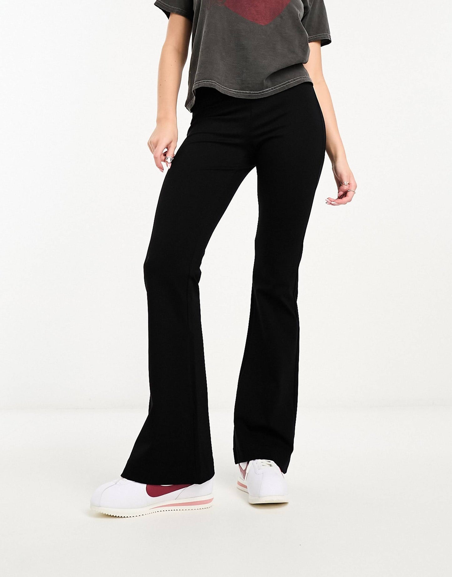 Jersey Flares With High Waist