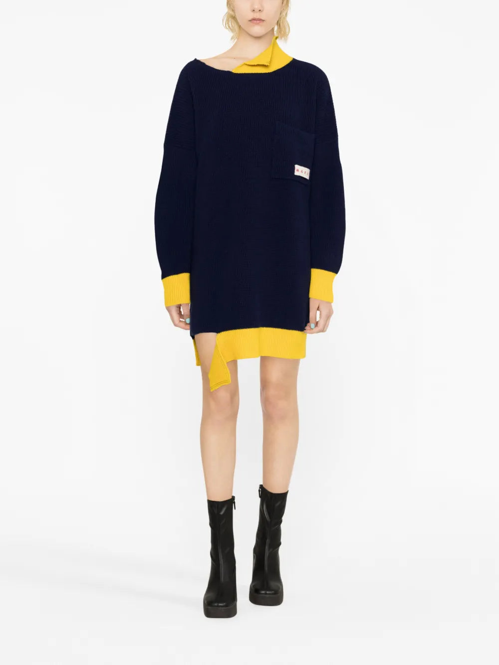 Asymmetric Raw-Edge Ribbed Jumper