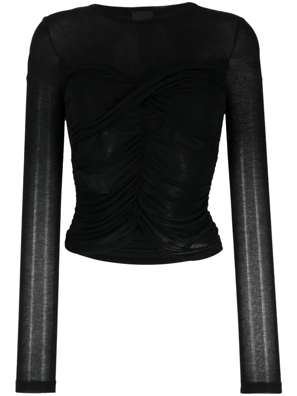 Semi-Sheer Ruched Sweatshirt