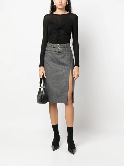 Semi-Sheer Ruched Sweatshirt