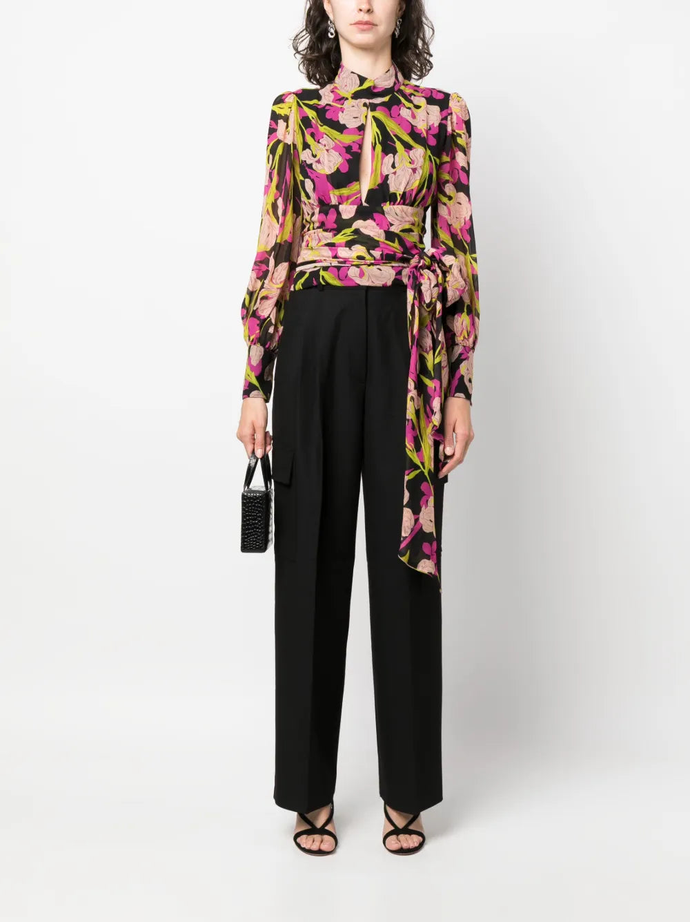 Floral-Print Long-Sleeve Blouse