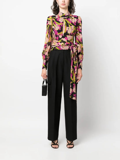 Floral-Print Long-Sleeve Blouse