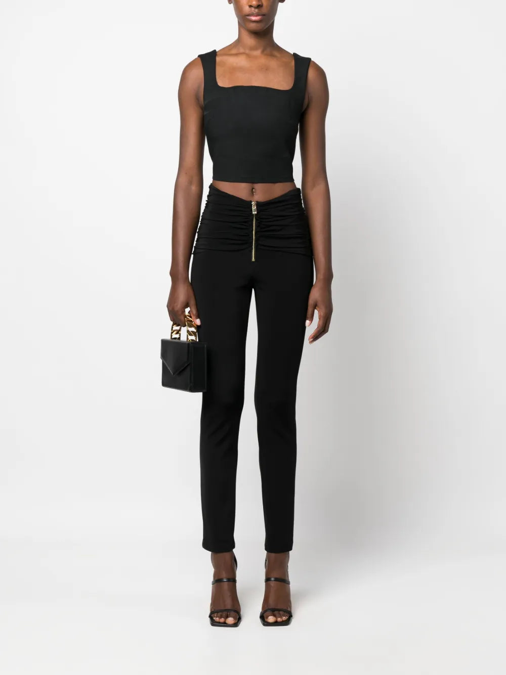 Gathered-Detailed Slim-Fit Trousers