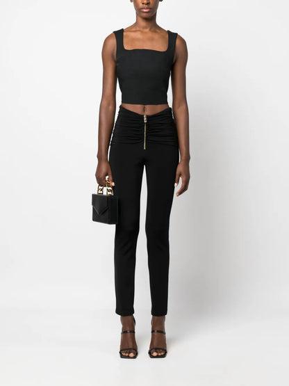 Gathered-Detailed Slim-Fit Trousers
