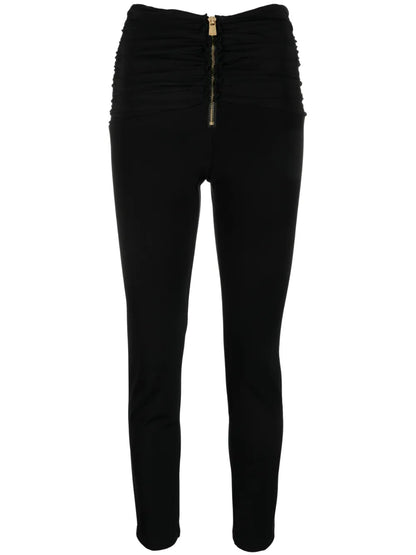 Gathered-Detailed Slim-Fit Trousers