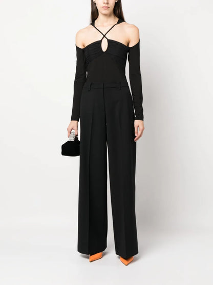 Pressed-Crease Wide-Leg Trousers