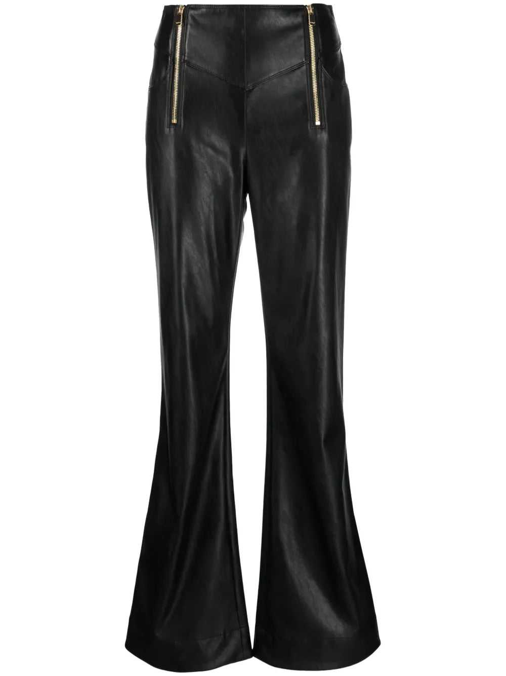 Faux-Leather Flared Trousers