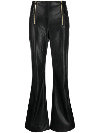 Faux-Leather Flared Trousers