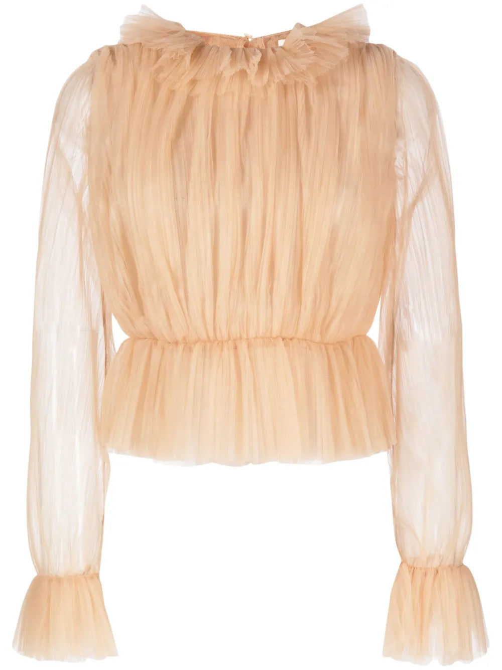 Long-Sleeve Tulle Blouse