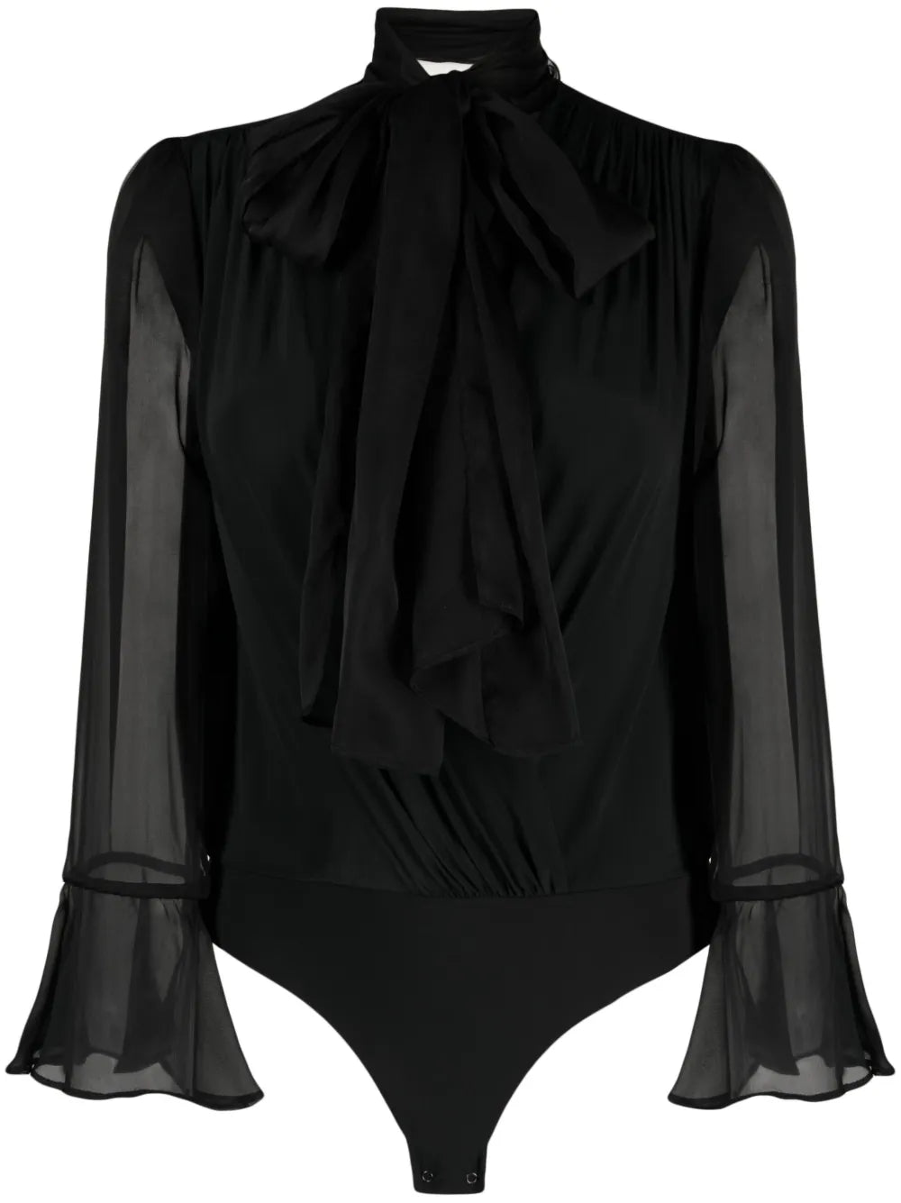 Tie-Neck Chiffon Bodysuit