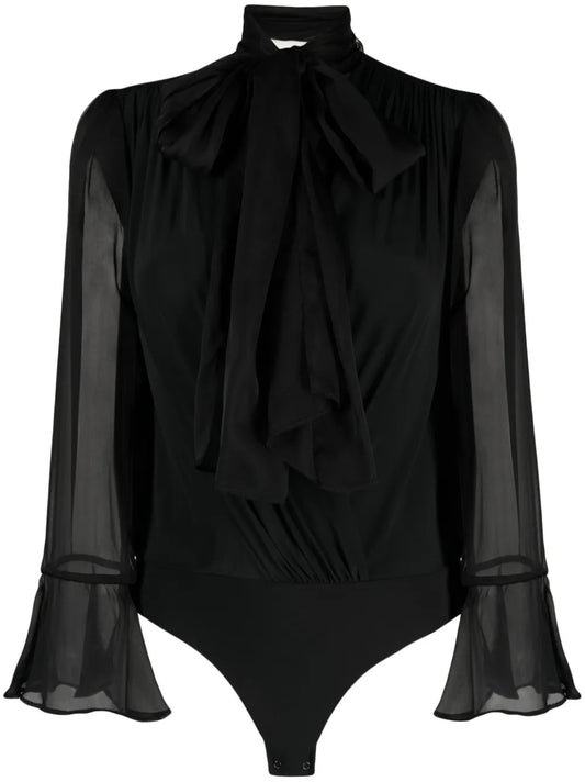 Tie-Neck Chiffon Bodysuit