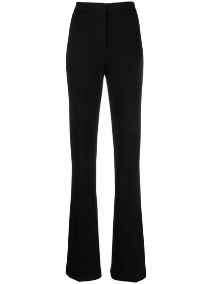 High-Waisted Flared Crepe Trousers