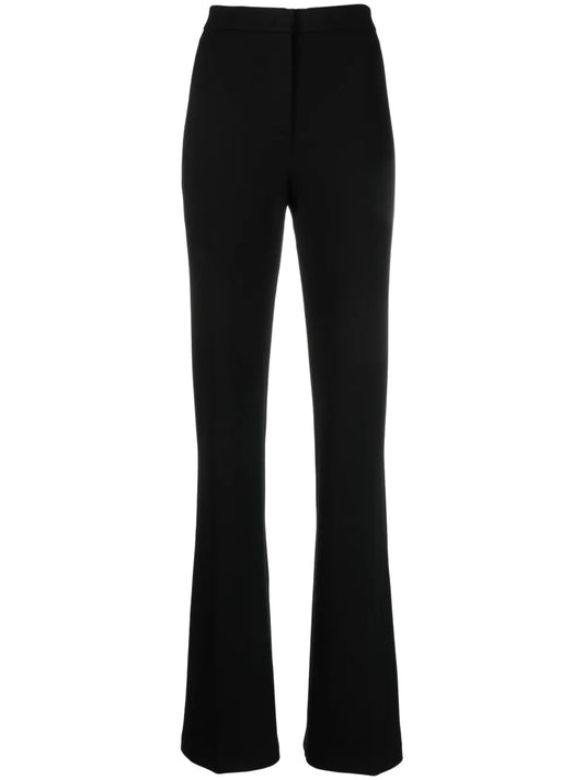 High-Waisted Flared Crepe Trousers